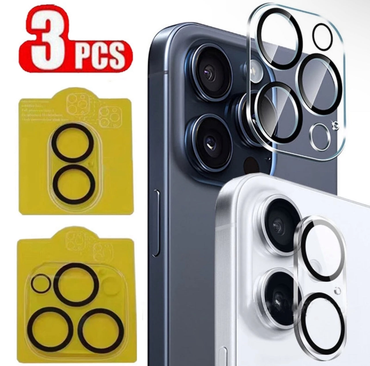 PJun Branded Premium 9H Clear Camera Lens Protector- 3pcs for Apple iPhone 16 Series 2024 PJun Branded Premium 9H Clear Camera Lens Protector- 3pcs for Apple iPhone 16 Series 2024