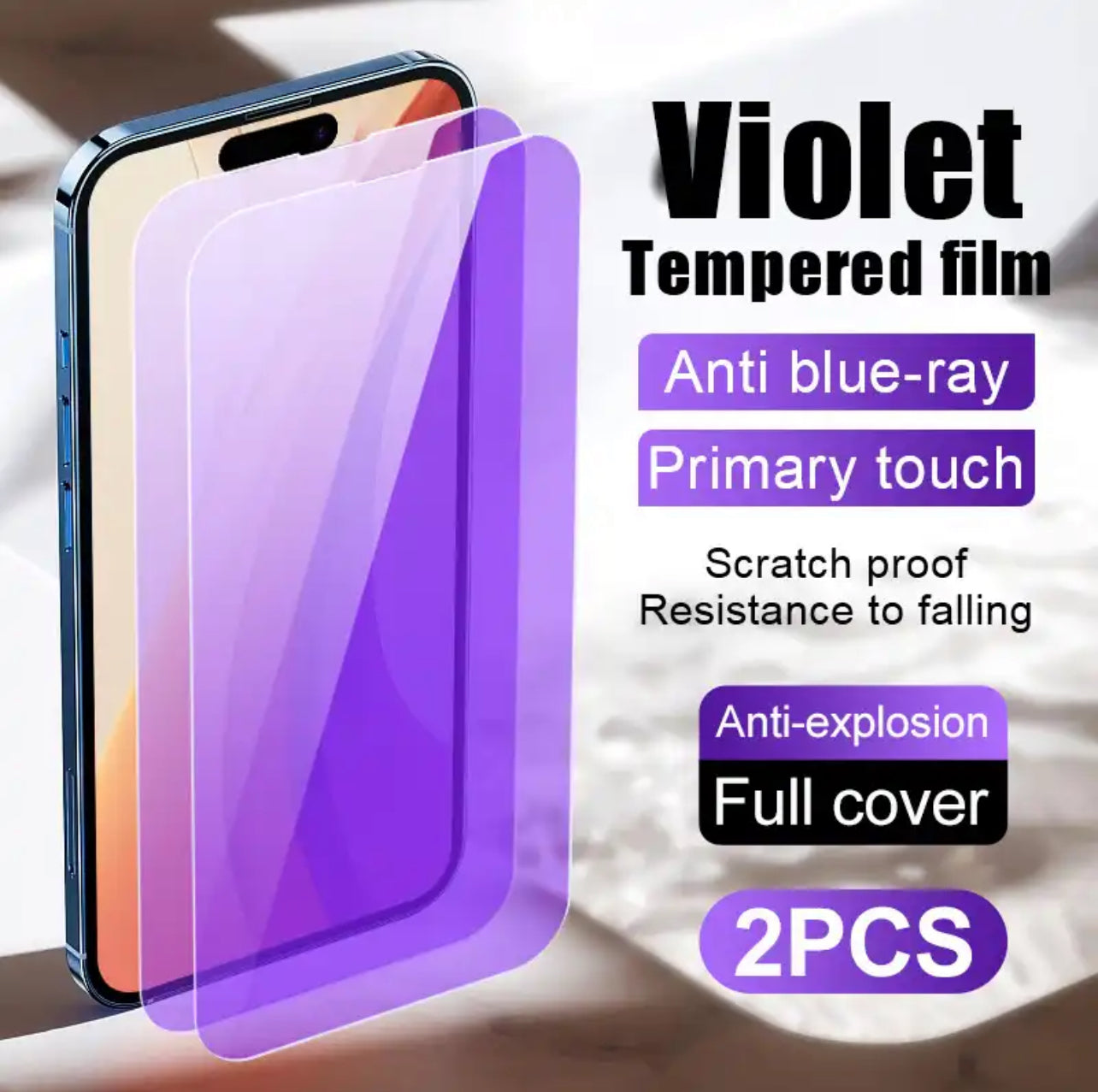 PJun Branded Violet Anti-Blue Light Glass Screen Protector 2pcs- iPhone PJun Branded Violet Anti-Blue Light Glass Screen Protector 2pcs- iPhone
