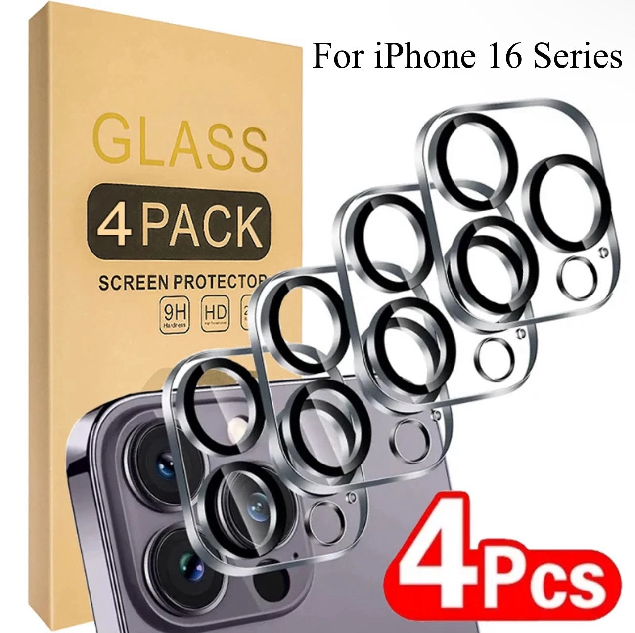 PJun Branded Premium 9H Clear Camera Lens Protector- 4pcs for Apple iPhone 16 Series 2024 PJun Branded Premium 9H Clear Camera Lens Protector- 4pcs for Apple iPhone 16 Series 2024