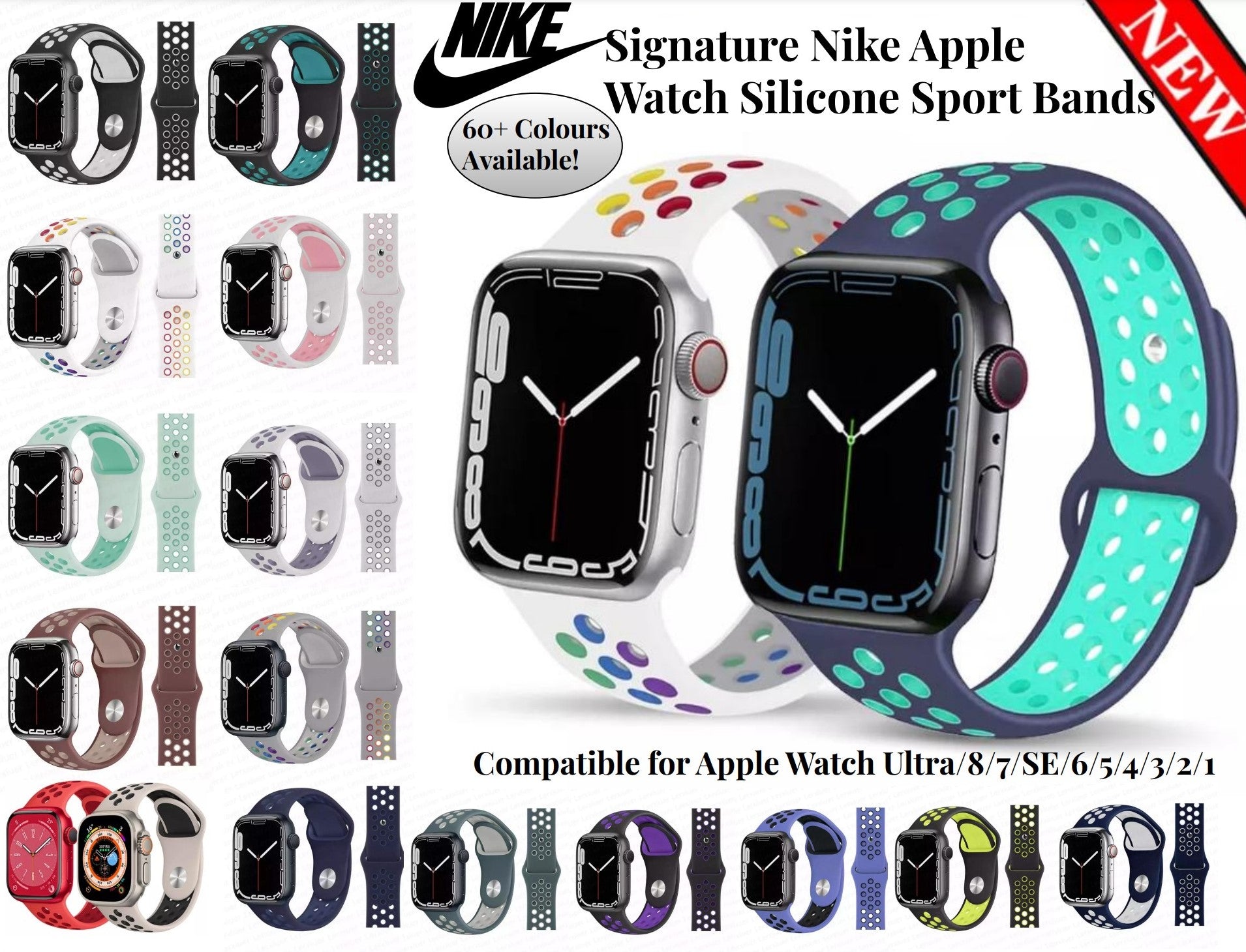Signature Nike Apple Watch Silicone Sport Bands with Breathable Linings- for Selected Apple Watch 40mm Size - Super Savings Technologies Co.,LTD  Signature Nike Apple Watch Silicone Sport Bands with Breathable Linings- for Selected Apple Watch 40mm Size - Super Savings Technologies Co.,LTD