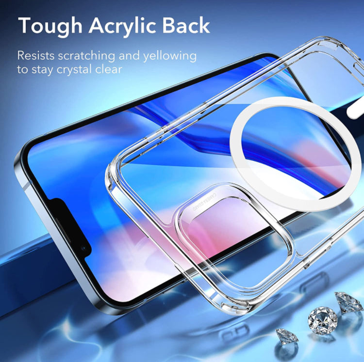 ESR Branded Clear MagSafe Shockproof Hybrid Hardshell Phone Case with HaloLock Feature- for Apple iPhones/14 Series - Super Savings Technologies Co.,LTD 