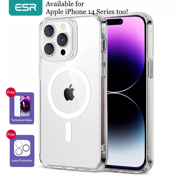 ESR Branded Clear MagSafe Shockproof Hybrid Hardshell Phone Case with HaloLock Feature- for Apple iPhones/14 Series - Super Savings Technologies Co.,LTD 
