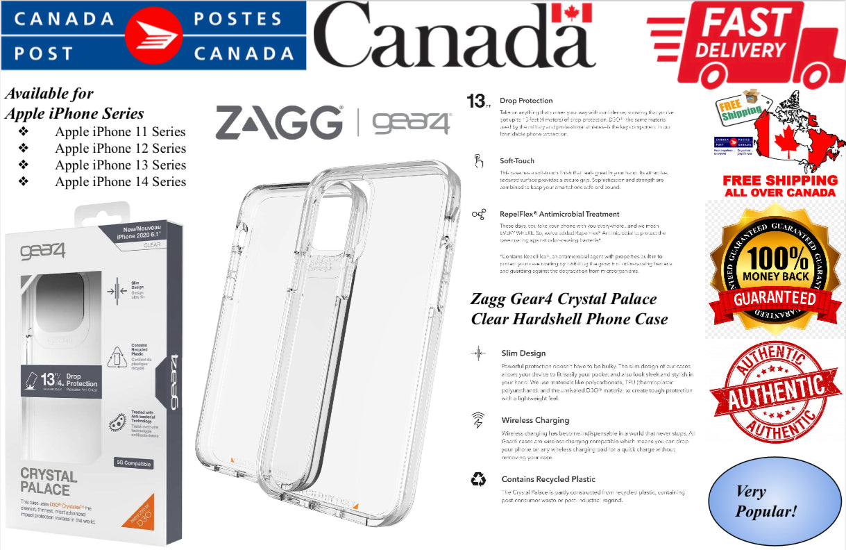 ZAGG Gear4 Crystal Palace Clear Hardshell Phone Case without MagSafe- for Apple iPhone Series - Super Savings Technologies Co.,LTD  ZAGG Gear4 Crystal Palace Clear Hardshell Phone Case without MagSafe- for Apple iPhone Series - Super Savings Technologies Co.,LTD