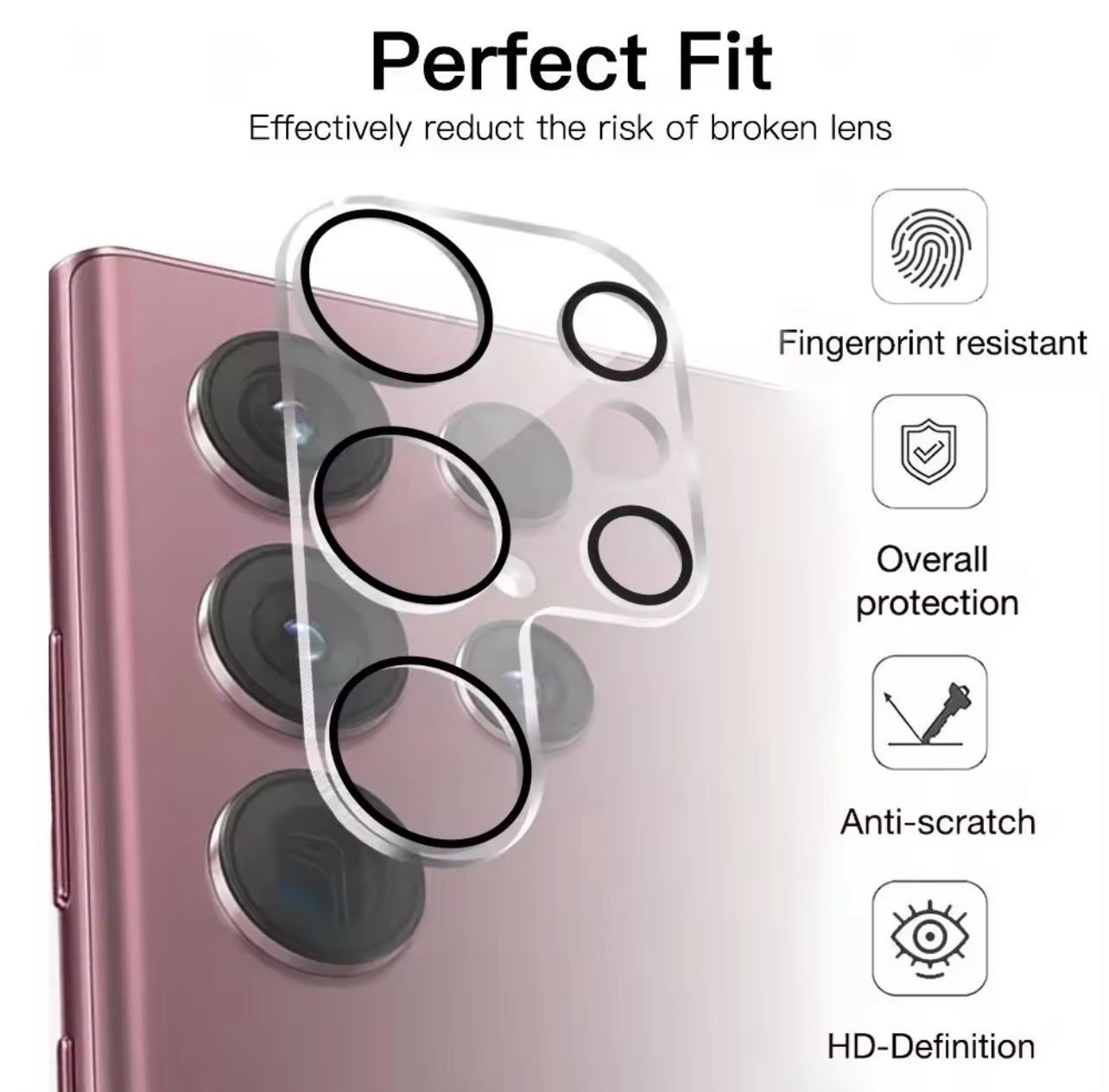 PJun Branded Night Black Series Full Coverage Camera Lens Protector- 2pcs Samsung Galaxy S25 Series