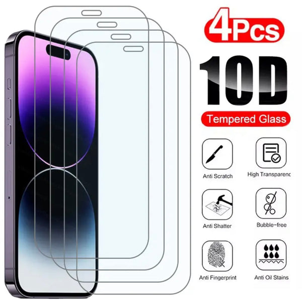 Yamizoo Branded Premium 9H Clear Full Screen Coverage ShatterProof Glass Screen Protector- 4 piece per package for Apple iPhone Models and 15 Series 2023