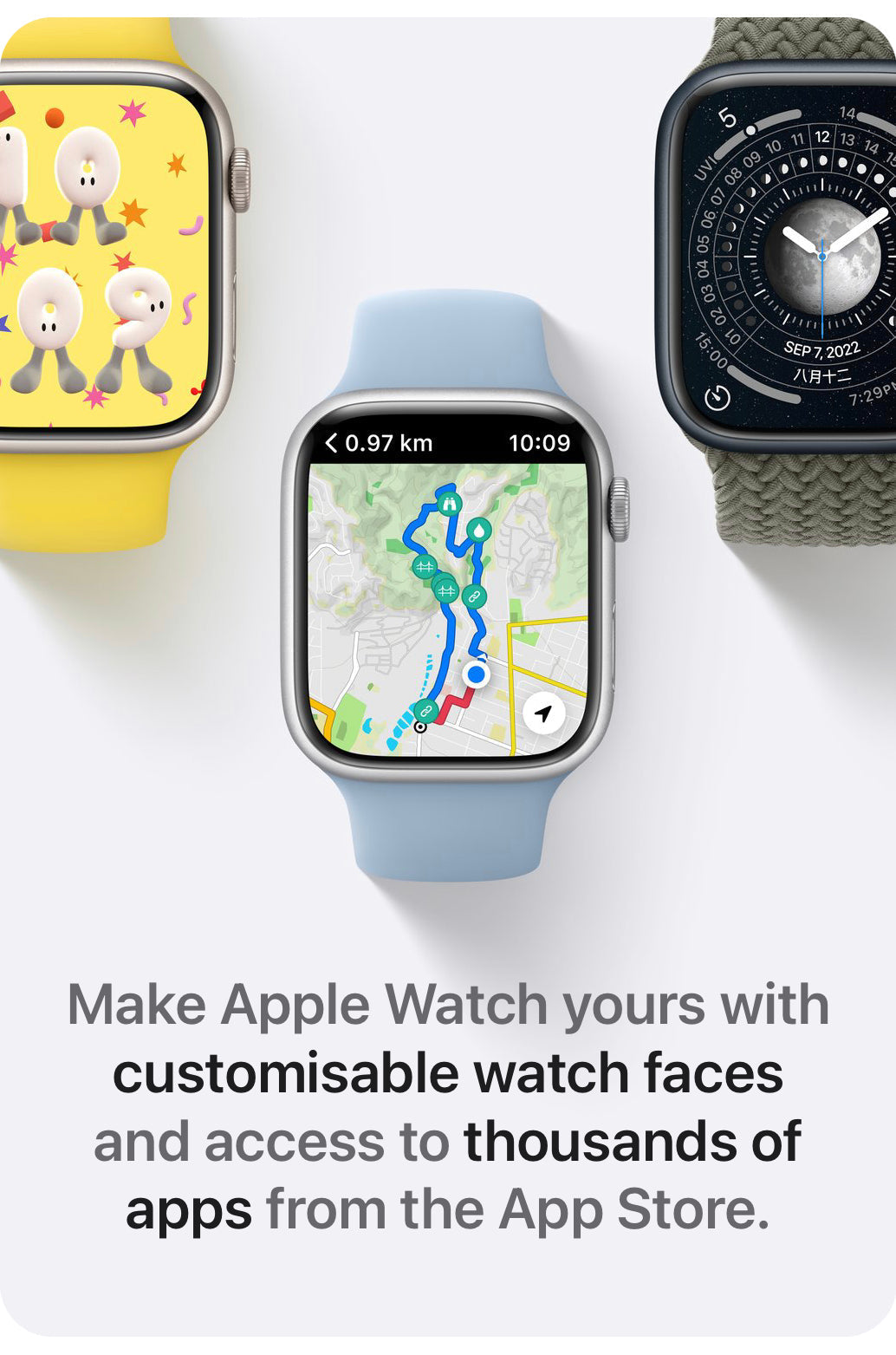 （全新密封）Apple Watch Series 7（GPS）41 毫米或 45 毫米全新午夜黑色带运动表带（型号 A2474）