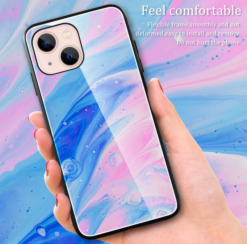 Premium Hard Tempered Glass Marble Painted Case-for selected Apple iPhone models - Super Savings Technologies Co.,LTD 