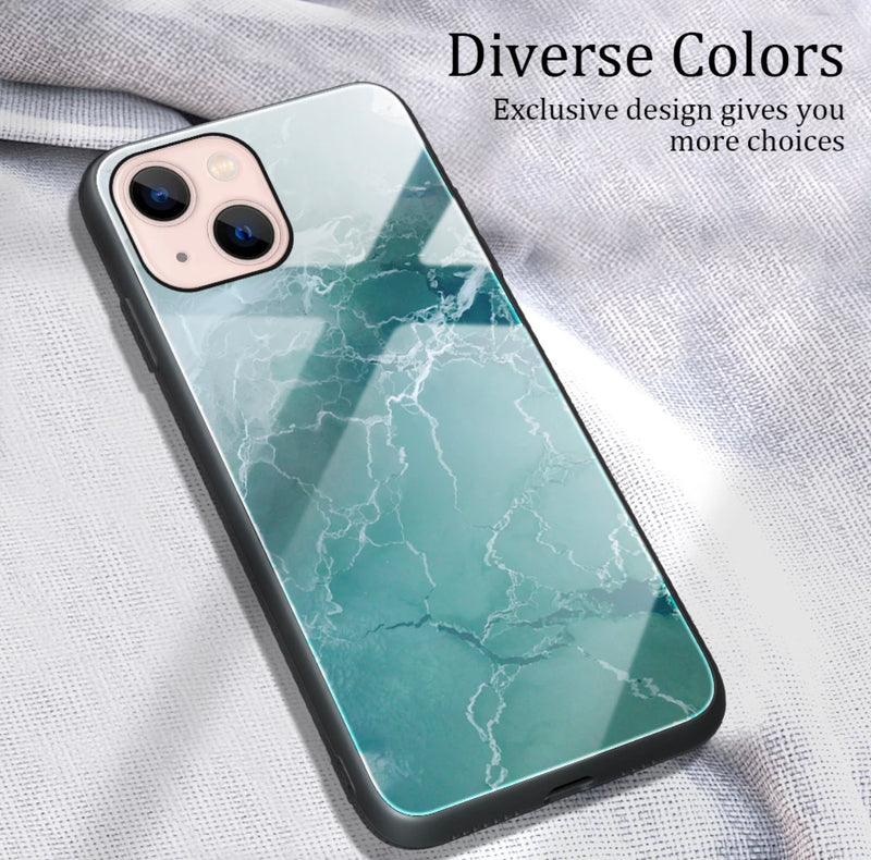 Premium Hard Tempered Glass Marble Painted Case-for selected Apple iPhone models - Super Savings Technologies Co.,LTD 