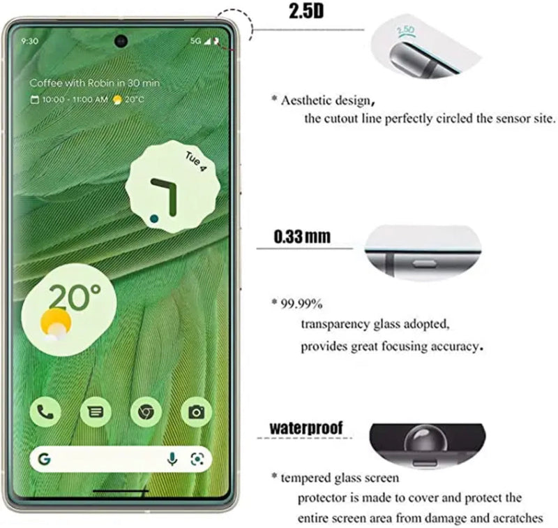 Yamizoo Branded Premium 9H Clear ShatterProof Glass Screen Protector- 2pcs for Google Pixel 7/7Pro - Super Savings Technologies Co.,LTD 