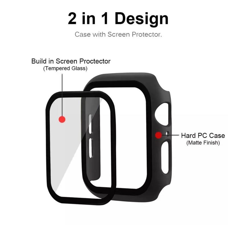 Premium Multi-Colour 2 in 1 Tempered Glass Shockproof Apple Watch Case- for selected Apple Watch in 38mm - Super Savings Technologies Co.,LTD 