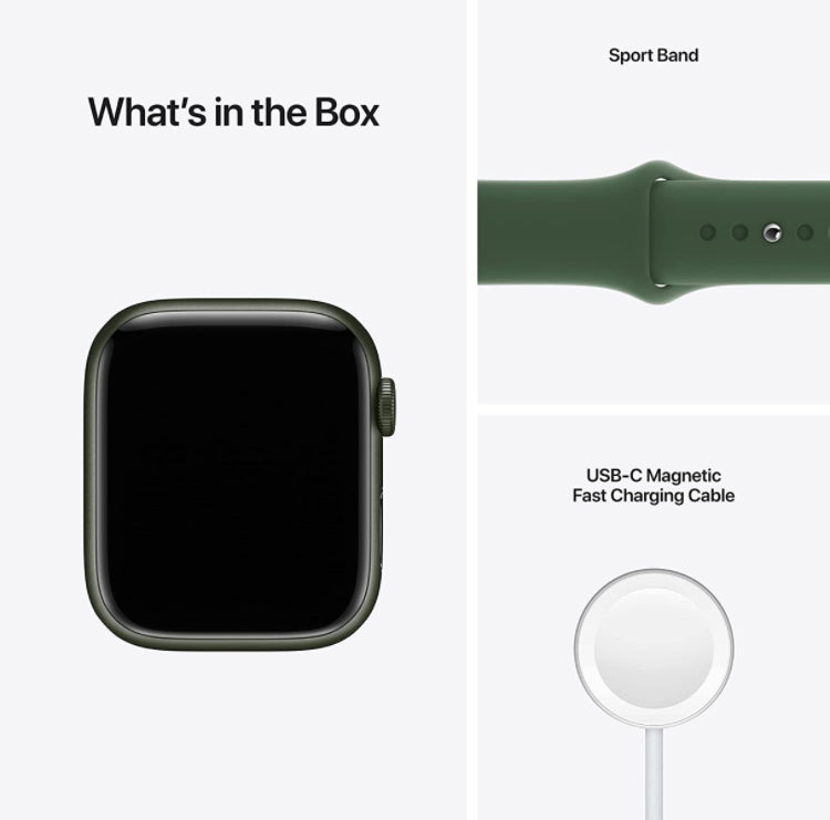 (New Open Box) Apple Watch Series 7 (GPS) 41mm or 45mm New Clover Green with Clover Green Sport Watch Band (Model A2474) - Super Savings Technologies Co.,LTD 