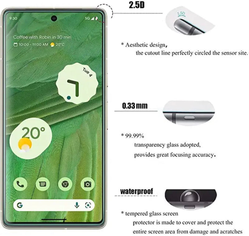 Yamizoo Branded Premium 9H Clear ShatterProof Glass Screen Protector- 3pcs for Google Pixel 7/7Pro - Super Savings Technologies Co.,LTD 