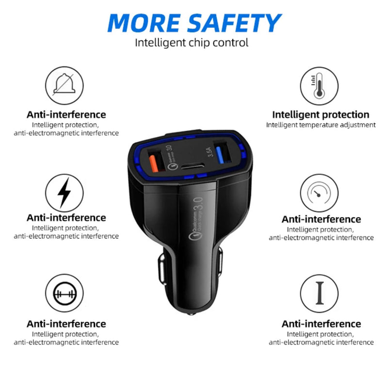 Premium Specialized USBC and Fast Charging USB Car Charger Adapter- Classic Black Colour - Super Savings Technologies Co.,LTD 